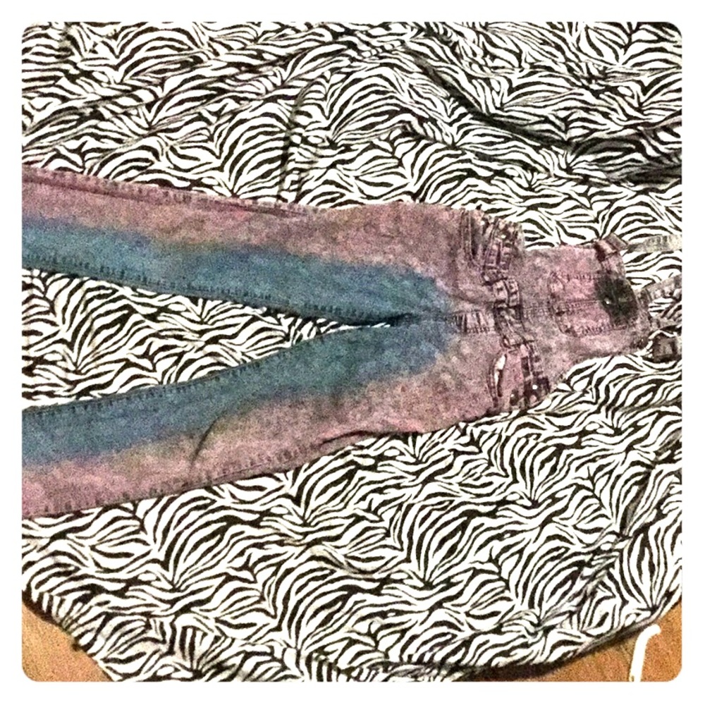 Pink blue ombré overalls